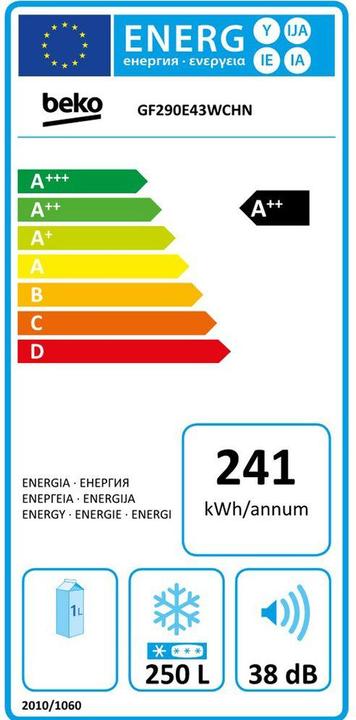 Energie-Label Beko GF290E43WCHN (Freistehend, 256 l)