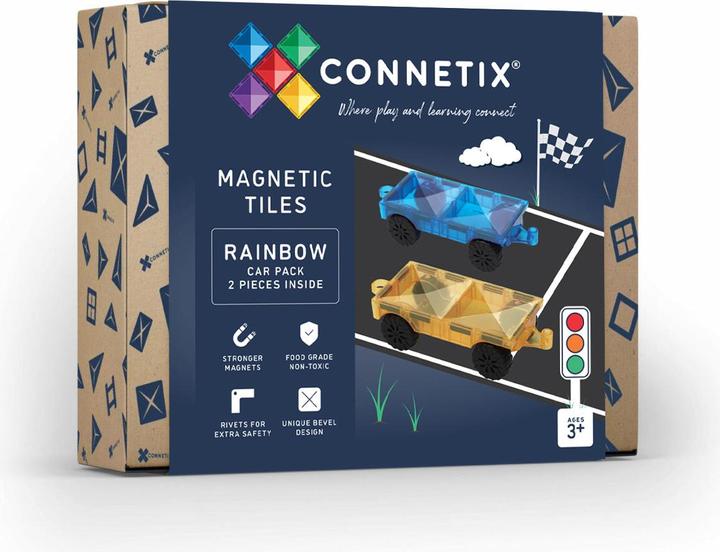 Connetix Confezione da 2 pezzi per auto, arcobaleno