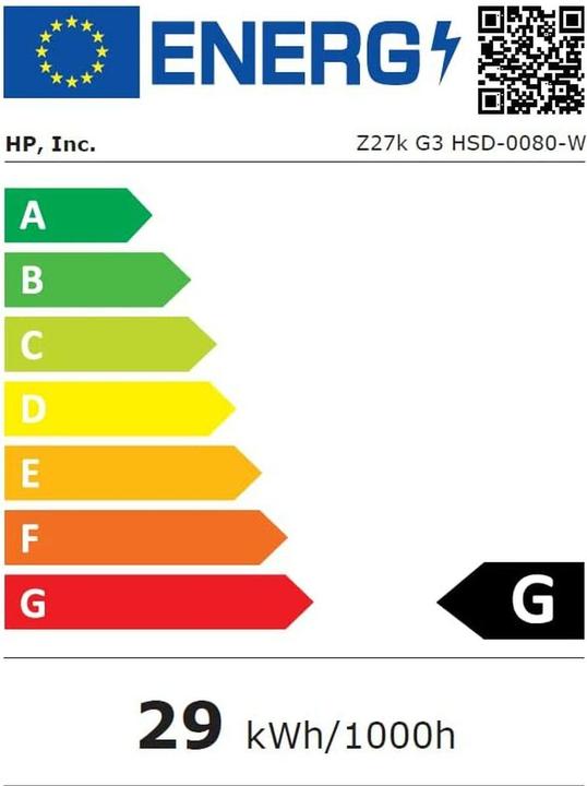Energie-Label HP Z27k G3 (3840 x 2160 Pixel, 27")