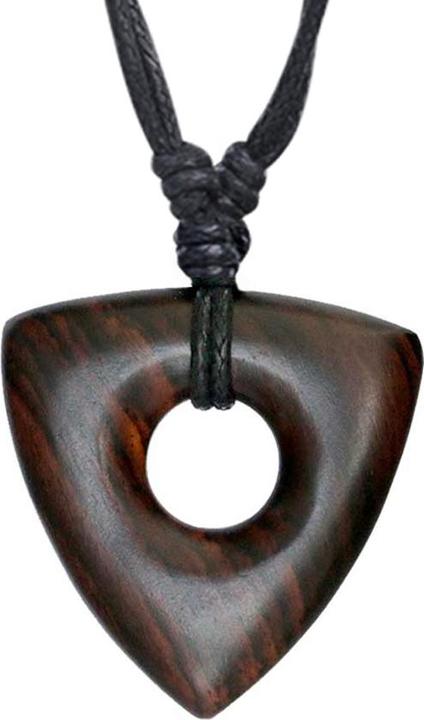 Image du produit Star Piercing Collier noir pendentif tribal triangle en bois Narra (sans laiton, Organique)
