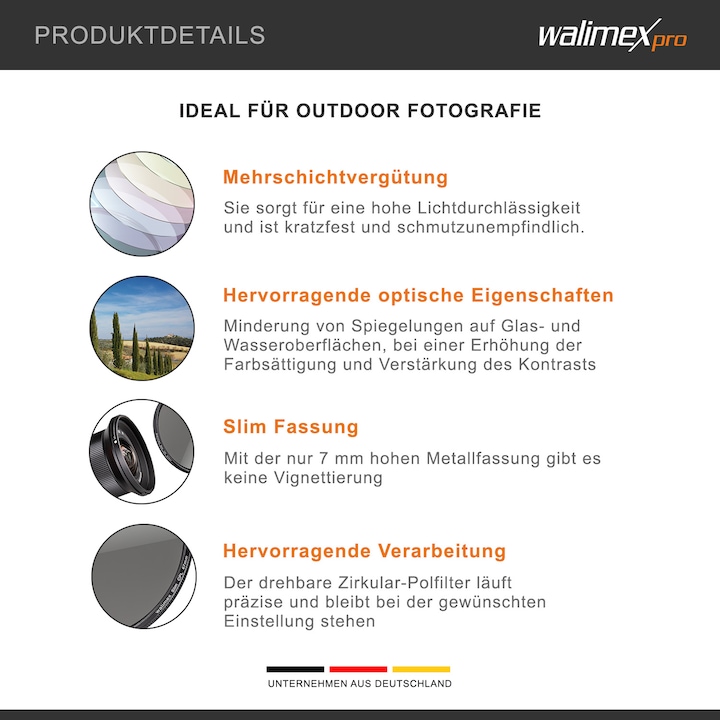 Nutritional values and ingredients Walimex Slim Polarizing Filter Circular 67 mm (67 mm, Polarizing filter, 67 mm)