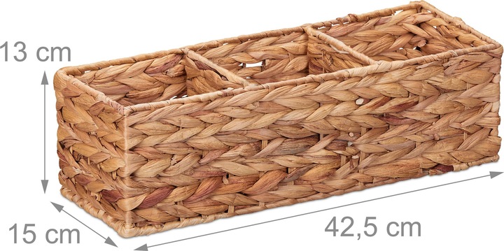 Produktbild Relaxdays Aufbewahrungskorb Wasserhyazinthe (1 x, 42.5 x 15 x 13 cm)