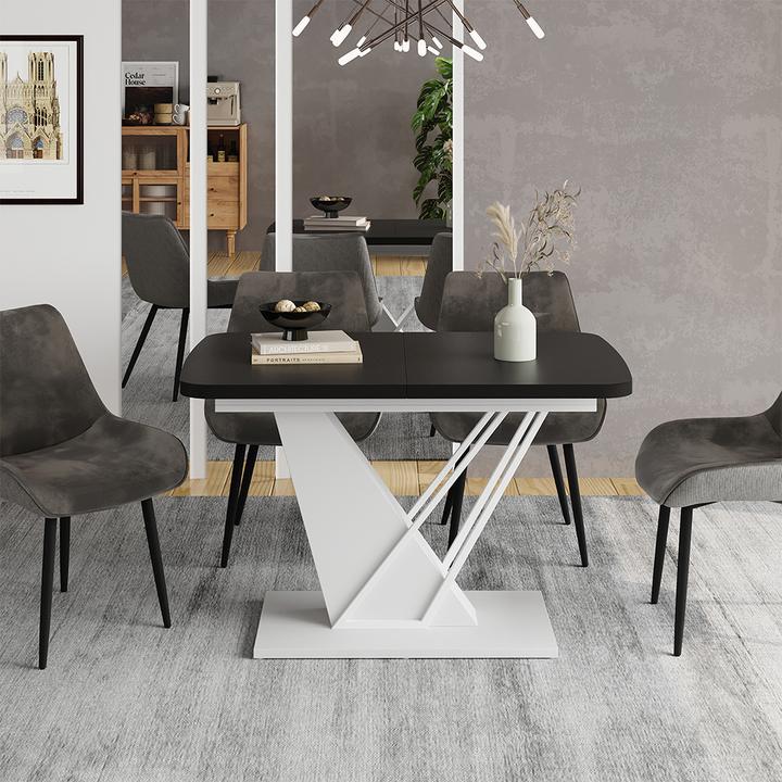 Actual product image Vicco Dining table Fenaro, Black/white/White, 120 x 80 cm extendable (120 x 80 x 77.40 cm)