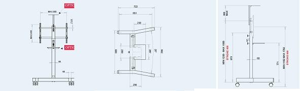 Produktbild OMB TV Ständer Big Trolley (90", 80 kg)