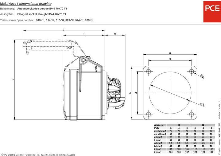 Immagine prodotto PCE Presa CEE aggiuntiva, dritta