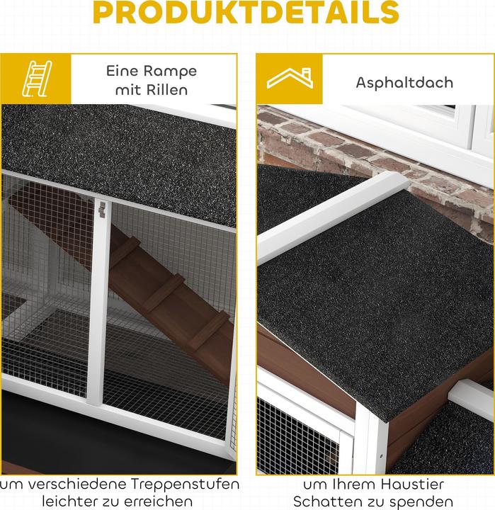 Actual product image PawHut Kaninchenstall Tannenholz, Stahl Braun