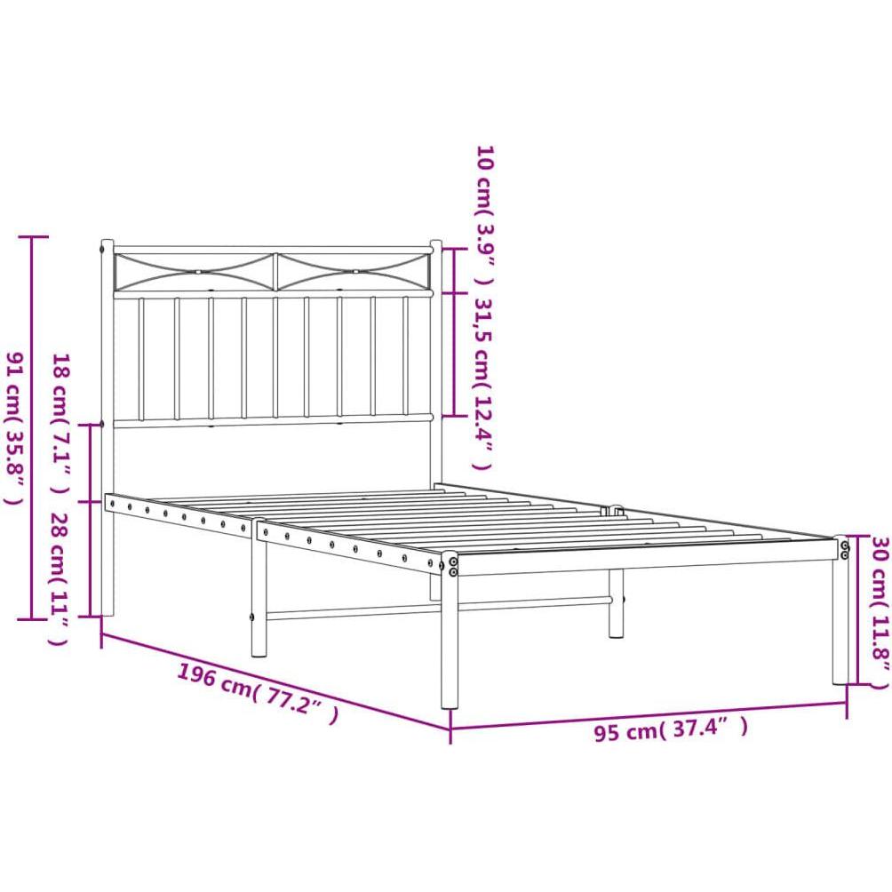 Thumbnail - VidaXL, Bett, Herschel (90 x 190 cm)