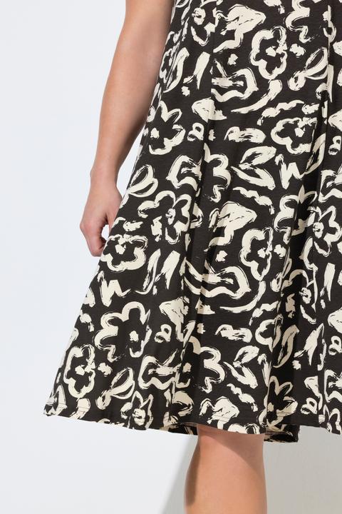 Produktbild Ulla Popken Midikleid, Scribble-Muster, V-Ausschnitt, ärmellos (46, 48)
