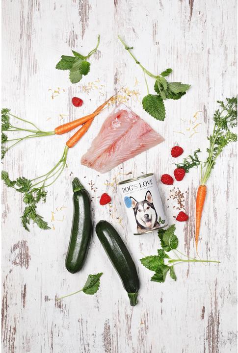 Actual product image Dog's love Adult Fish, Amaranth, Carrot & Dandelion (Adult, 6 pcs., 400 g)