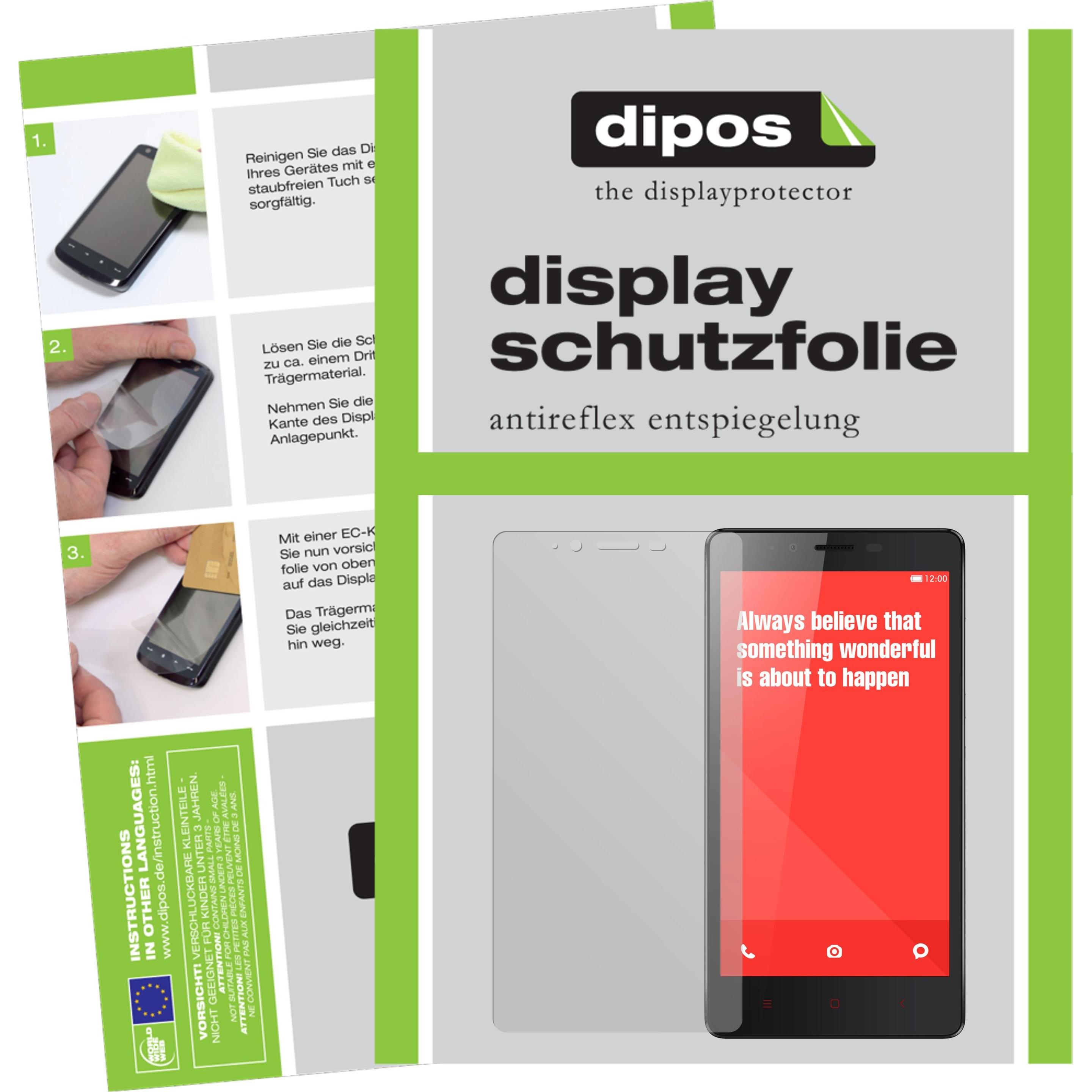 Dipos Displayschutzfolie Antireflex (2 Stück, Xiaomi Redmi Note 4), Smartphone Schutzfolie, Transparent