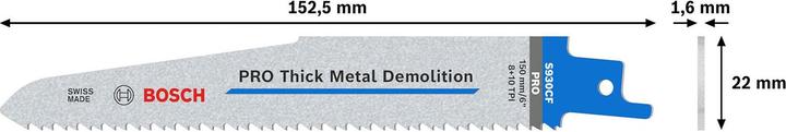 Actual product image Bosch Professional Zubehör PRO Thick Metal Demolition S930CF blade, 1.6 x 22 x 150 mm, 5 pcs.