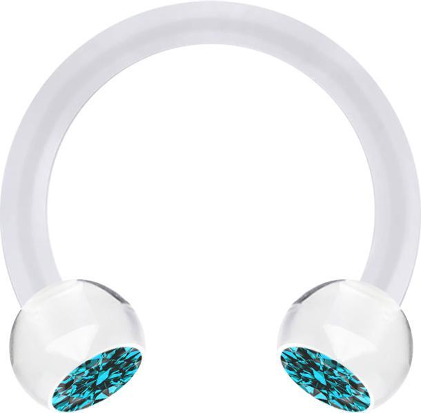 Immagine prodotto Star Piercing Micro Circular Barbell trasparente con due sfere crystal aqua (Materiale sintetico, senza ottone)