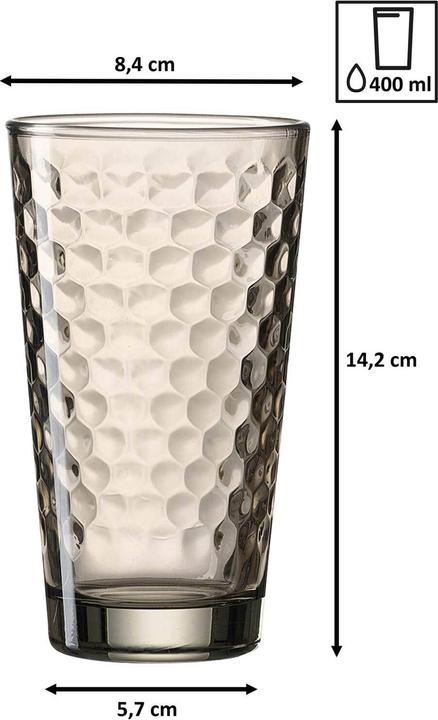 Produktbild Ritzenhoff & Breker Trinkglas FAVO, 400 ml, braun mit Wabenstruktur, konisch, spülmaschinenfest (0.40 l, 6 x)