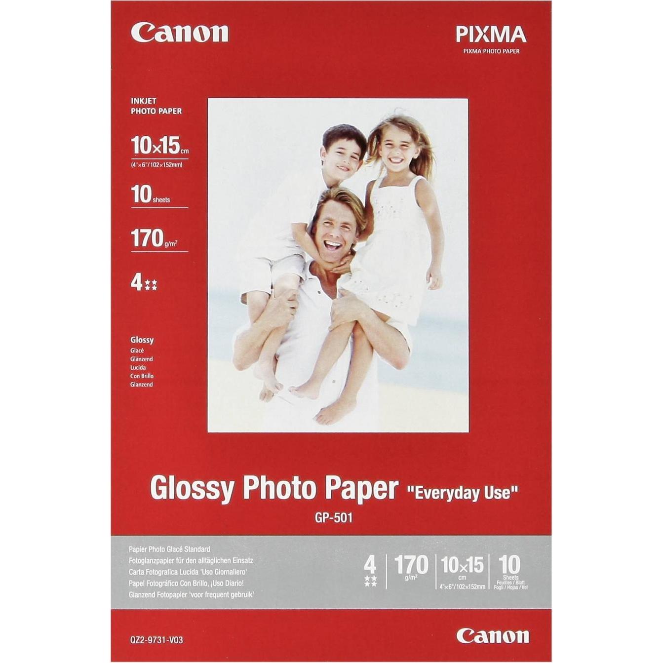 Canon Glossy Photo (170 g/m², 10 x 15 cm, 10 x), Fotopapier, Weiss