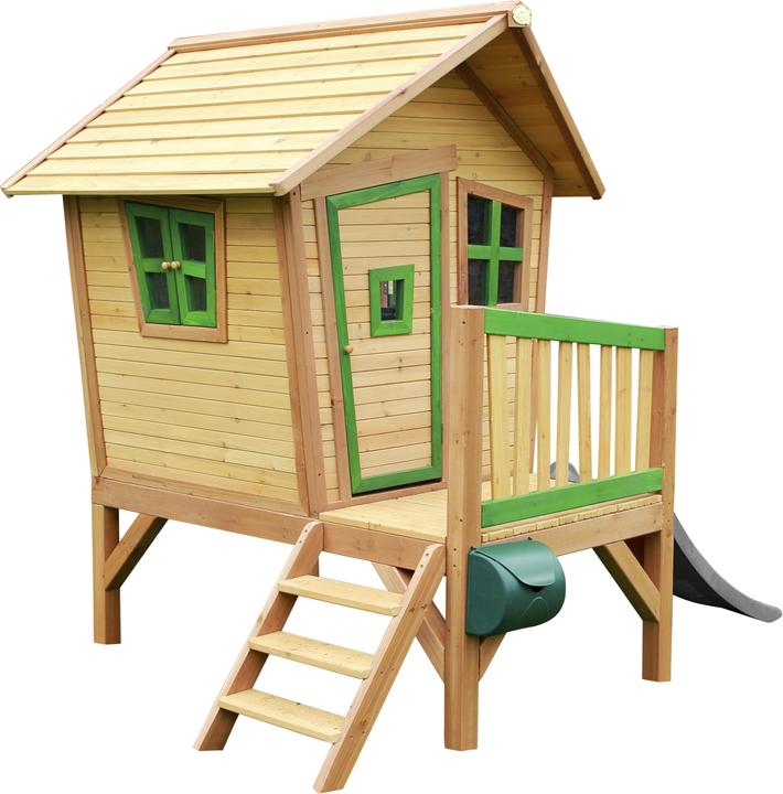 Produktbild Axi Robin Speelhuis in Bruin/Groen - Met Verdieping en Grijze Glijbaan - Speelhuisje voor de tuin / buit