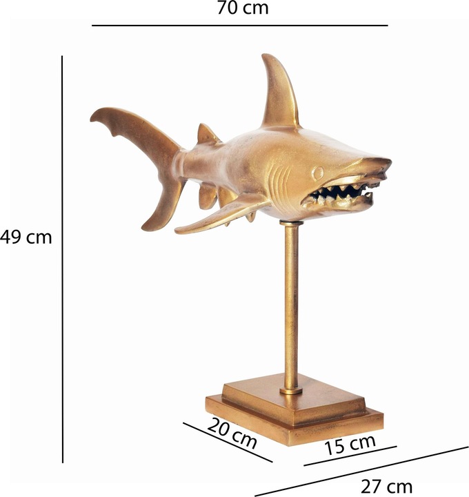 Produktbild FineBuy Deko Hai 70 cm Aluminium Wohndeko Design Dekoration Maritim Modern Alu