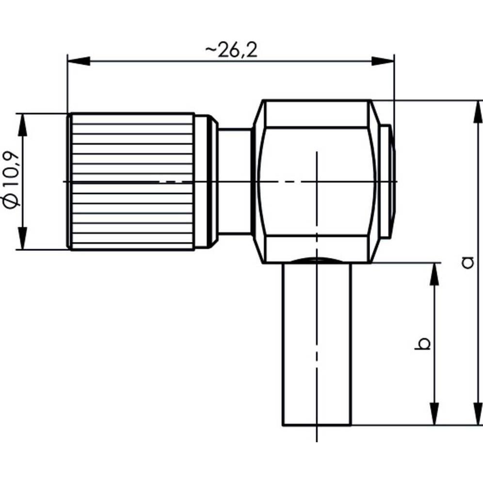 Thumbnail - Telegärtner 1.6/5.6 Kabelwinkelstecker Crimp G13 schraub, löt/crimp, G13 (0.4/2.5), a=26, b=13 (VE??), Elektronikkabel +...