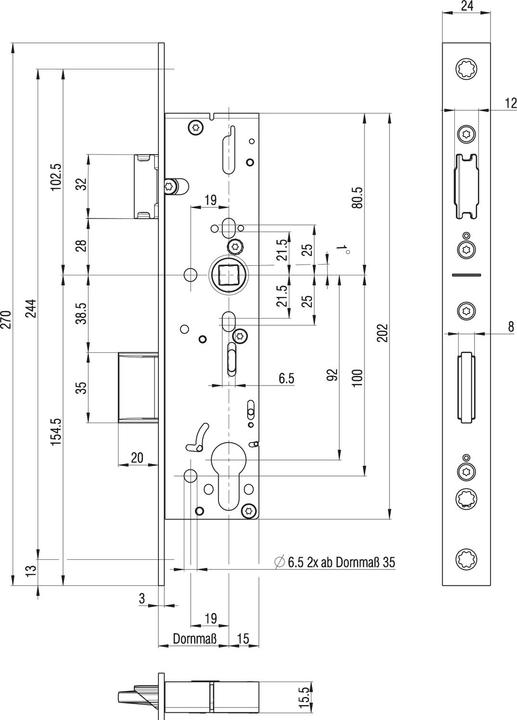 Actual product image BKS Panic mortise frame lock B 1826 E DIN left / right 24/270/30/92/9 mm angular (Mortise lock)