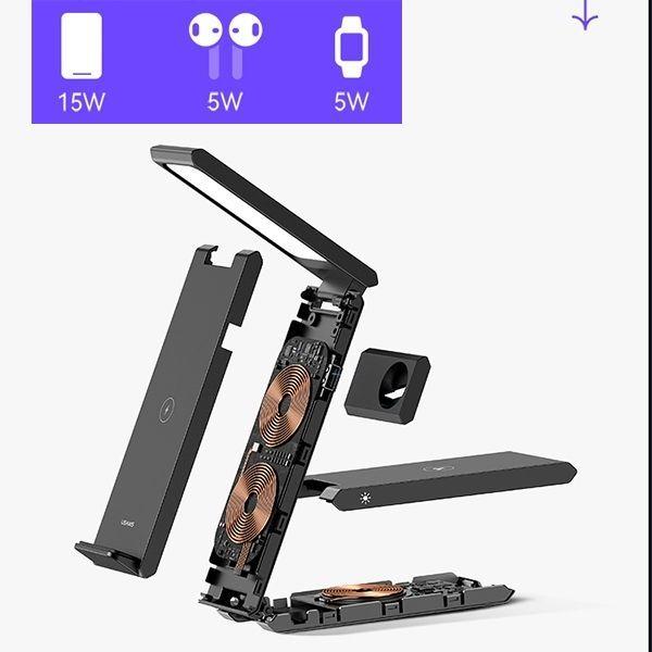 Actual product image Usams Ład. indukcyjna z lampą 3w1 15W czarny/black CD181WXC01 (US-CD181) (15 W)