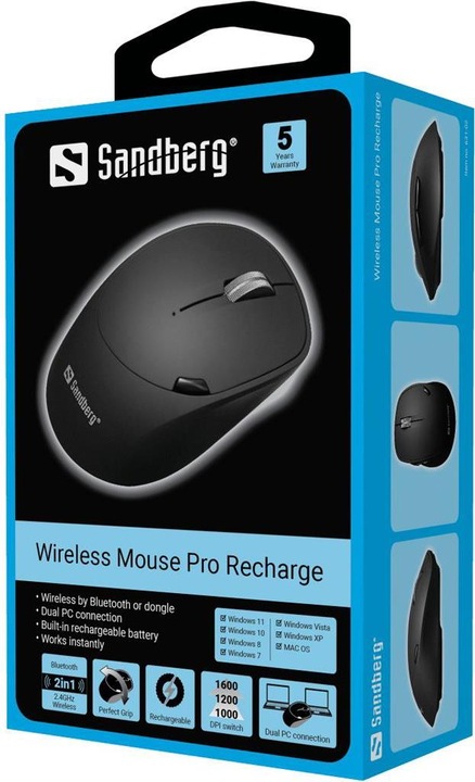 Actual product image Sandberg Wireless Mouse Pro Recharge (Wireless)