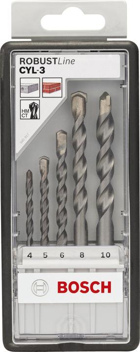 Actual product image Bosch Professional Zubehör 5-piece CYL-3 concrete drill bit set, Robust Line, 4-10 mm (4 mm, 5 mm, 6 mm, 8 mm, 10 mm)