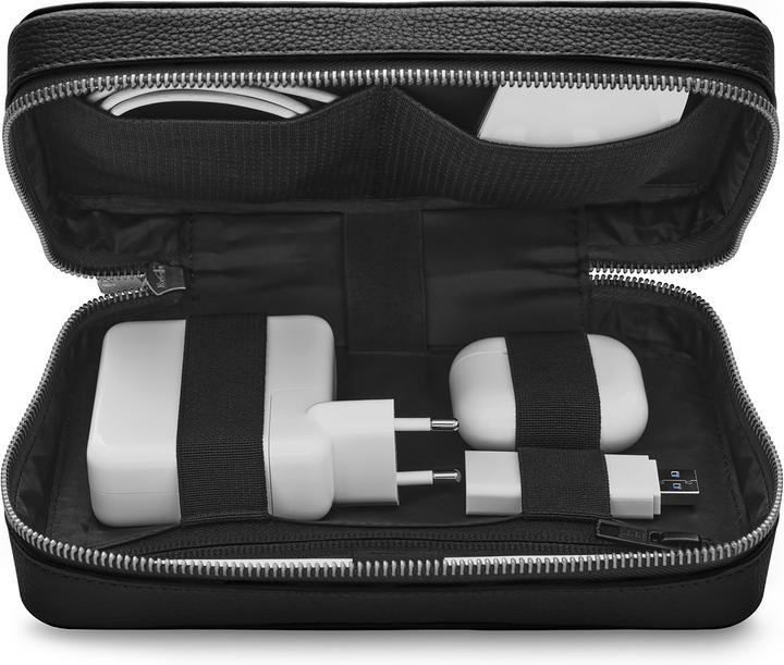 Image du produit Woolnut Organiseur Leather Tech -tarvikelaukku, musta