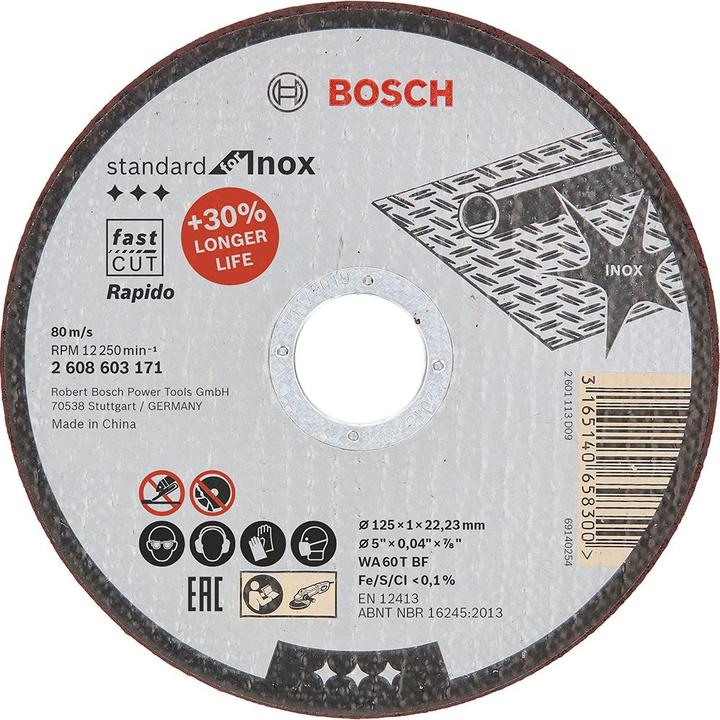 Bosch Professional Zubehör PRO Stainless Steel and Metal cutting disc, 125 x 1 x 22.23 mm
