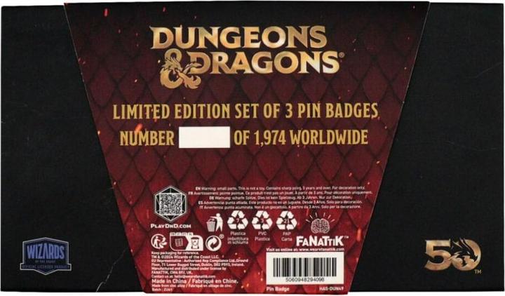 Immagine prodotto Fanattik Set di 3 spille per il 50° anniversario di Dungeons & Dragons