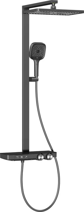 Produktbild Emke Duschsystem mit Thermostat Anthrazit Matt Einstellbarer Durchfluss 4-Strahl Handbrause inkl Brausest