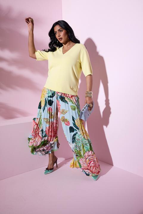 Image du produit Ulla Popken Pull manches courtes, décolleté en V, base élastique (54, 56)