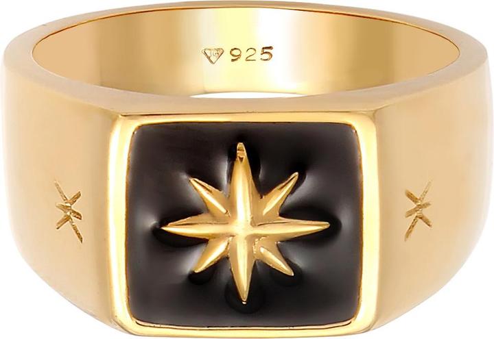 Image du produit Kuzzoi Bague homme sceau émail étoile de base 925 argent (56, Argent 925)