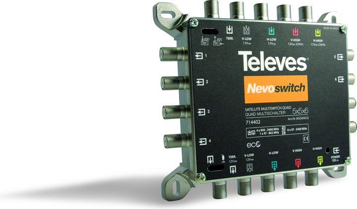 Produktbild Televes Multischalter 12,70cm (5") 6 Guss NEVO m.NT quad kask. MS56NCQ (Multischalter)
