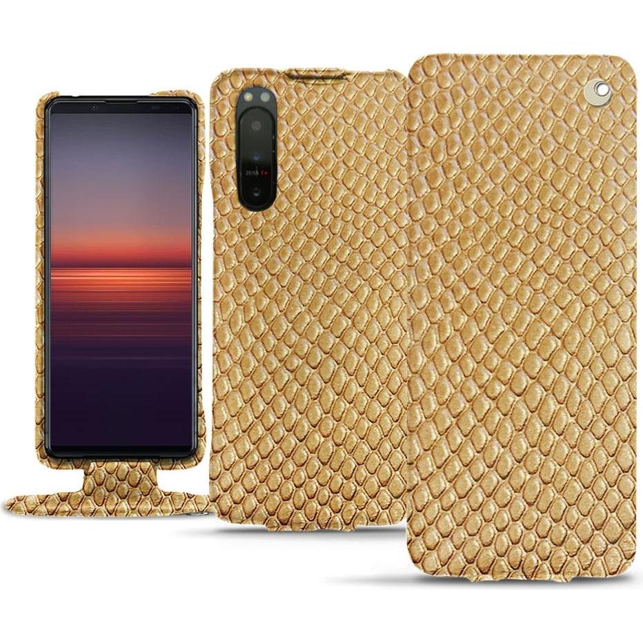 Noreve Lederschutzhülle vertikal (Sony Xperia 5 II), Smartphone Hülle, Beige