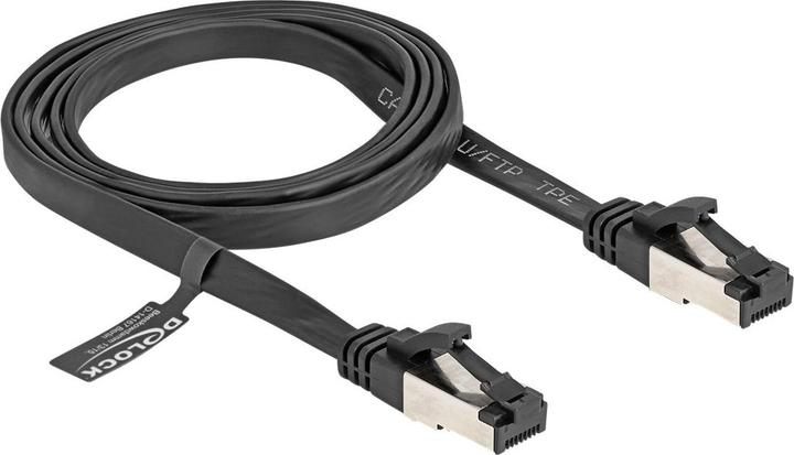 Produktbild Delock RJ45 Flachband Patchkabel Stecker zu Stecker Cat.8.1 flexibel 1 m schwarz (U/FTP, CAT8.1, 1 m)