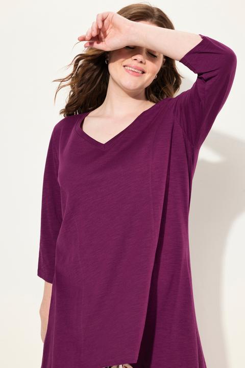 Actual product image Ulla Popken Eco Cotton V-Neck Pointed Hem A-line Fit Tee (42, 44)