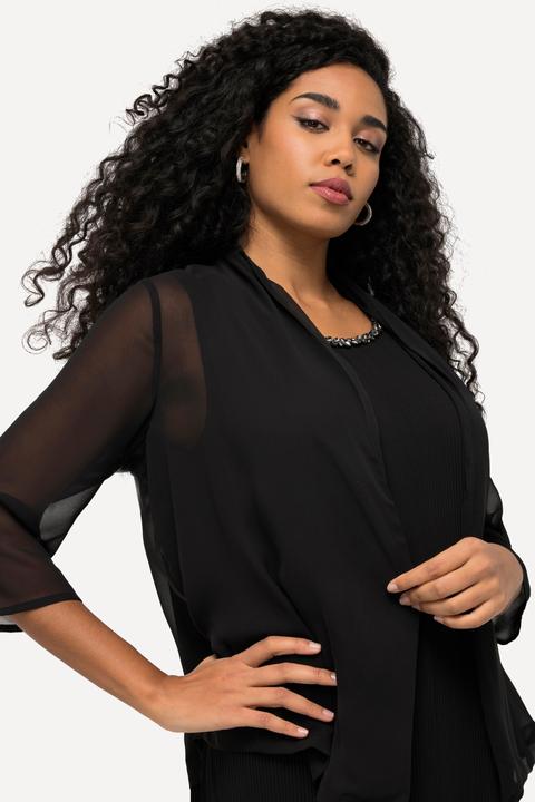 Produktbild Ulla Popken Chiffonjacke, Oversized, Schalkragen, 3/4-Arm (42, 44)