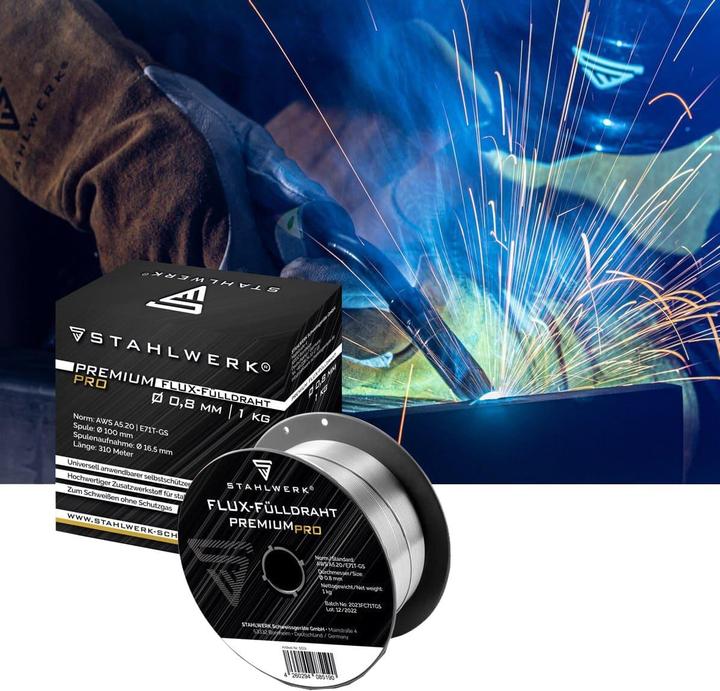 Produktbild Stahlwerk Schweissdraht MIG MAG Premium Fülldraht E71T-GS Ø 0,8 mm S100/D100 1 kg