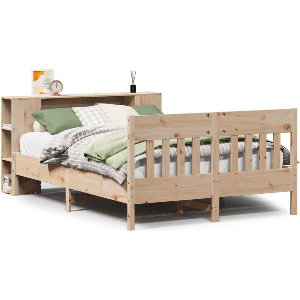 VidaXL, Bett, Massivholzbett Holzbett Bett mit Regal ohne Matratze 140x190cm Kiefer (140 x 190 cm)