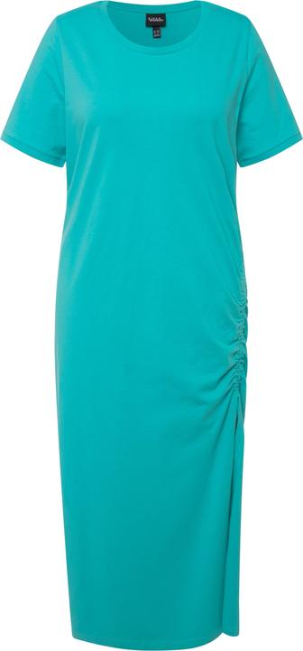 Image du produit Ulla Popken Robe midi à manches courtes. Décolleté rond. Fronces. (46, 48)