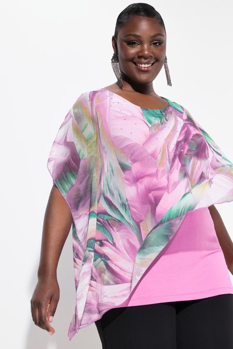 Produktbild Ulla Popken Chiffonbluse, doppellagig, Oversized, Rundhals, Halbarm (46, 48)
