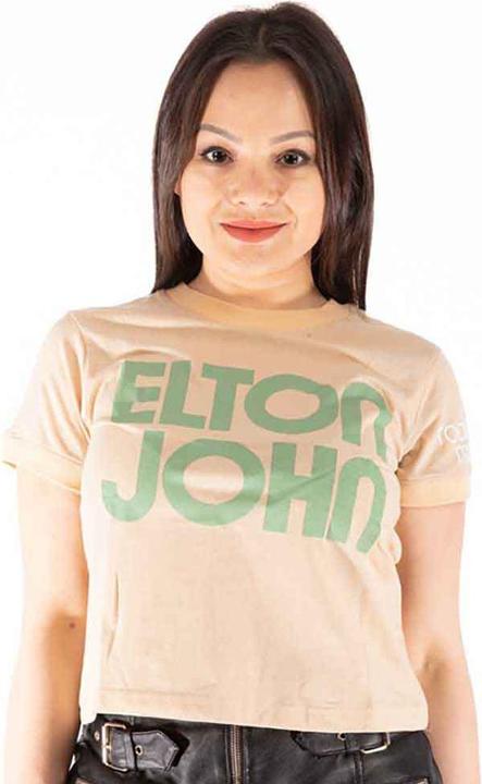 Elton John Retro Text Ringer Crop Top (Girlie)