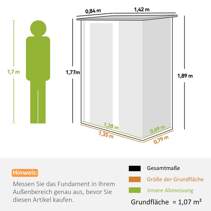 Actual product image Outsunny Equipment shed with mono-pitch roof