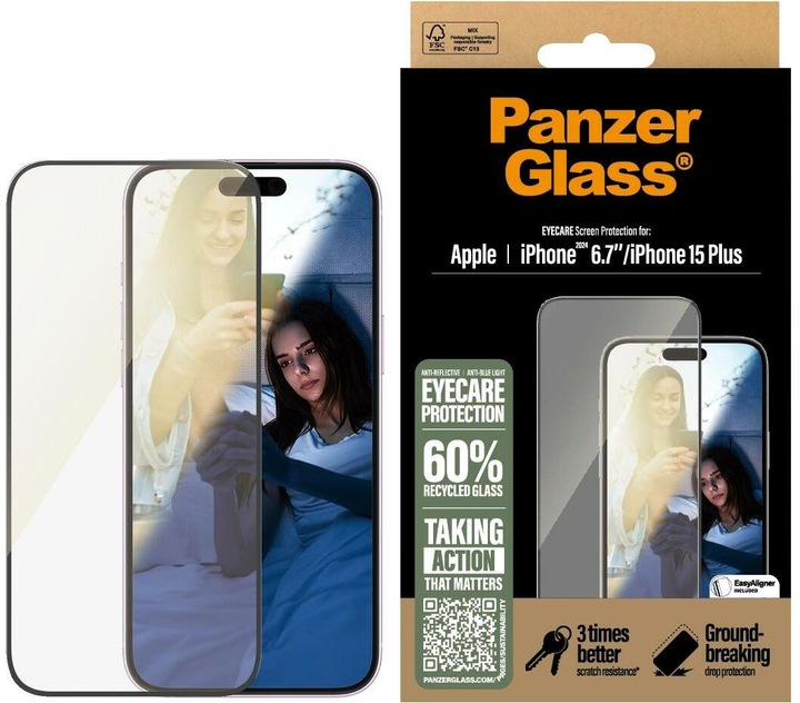 Actual product image PanzerGlass Eyecare Screen Protection (1 Piece, Apple iPhone 16 Plus, Apple iPhone 15 Plus)