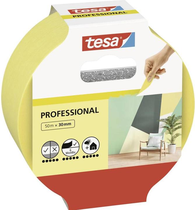 tesa Malerkrepp PROFESSIONAL, Malerband für besonders präzises Abkleben (30 mm)