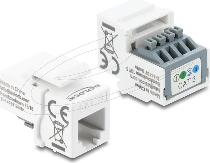 Produktbild Delock Keystone Modul RJ11 Buchse zu Terminalblock 4 Pin wei (Keystone Modul)