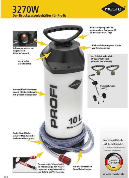 Immagine prodotto Mesto Spruzzatore a pressione PROFI H2O 10 l (12.50 l)