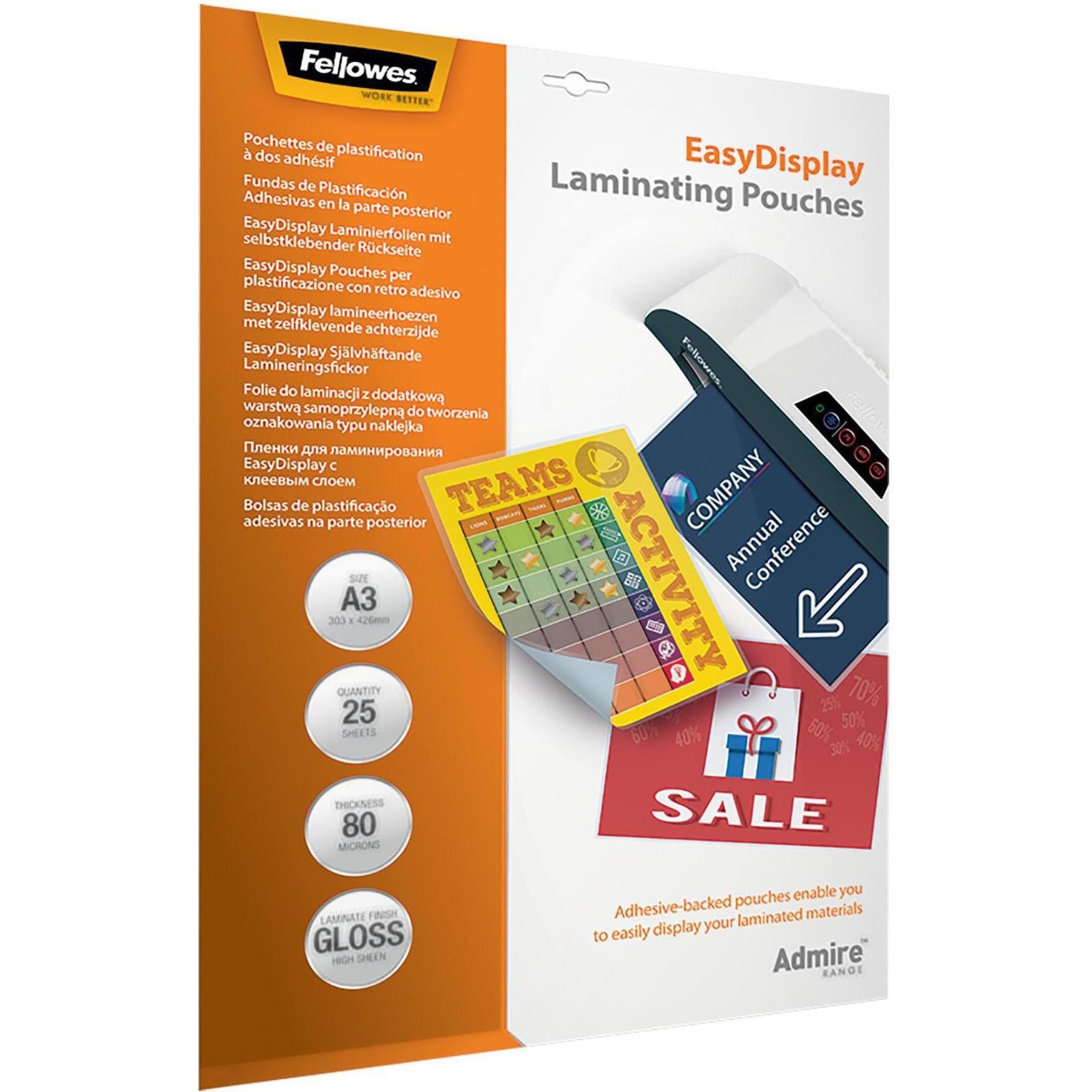Fellowes, Laminierfolie, Admire Easy Move (A3, 25 Stück, 80 µm)