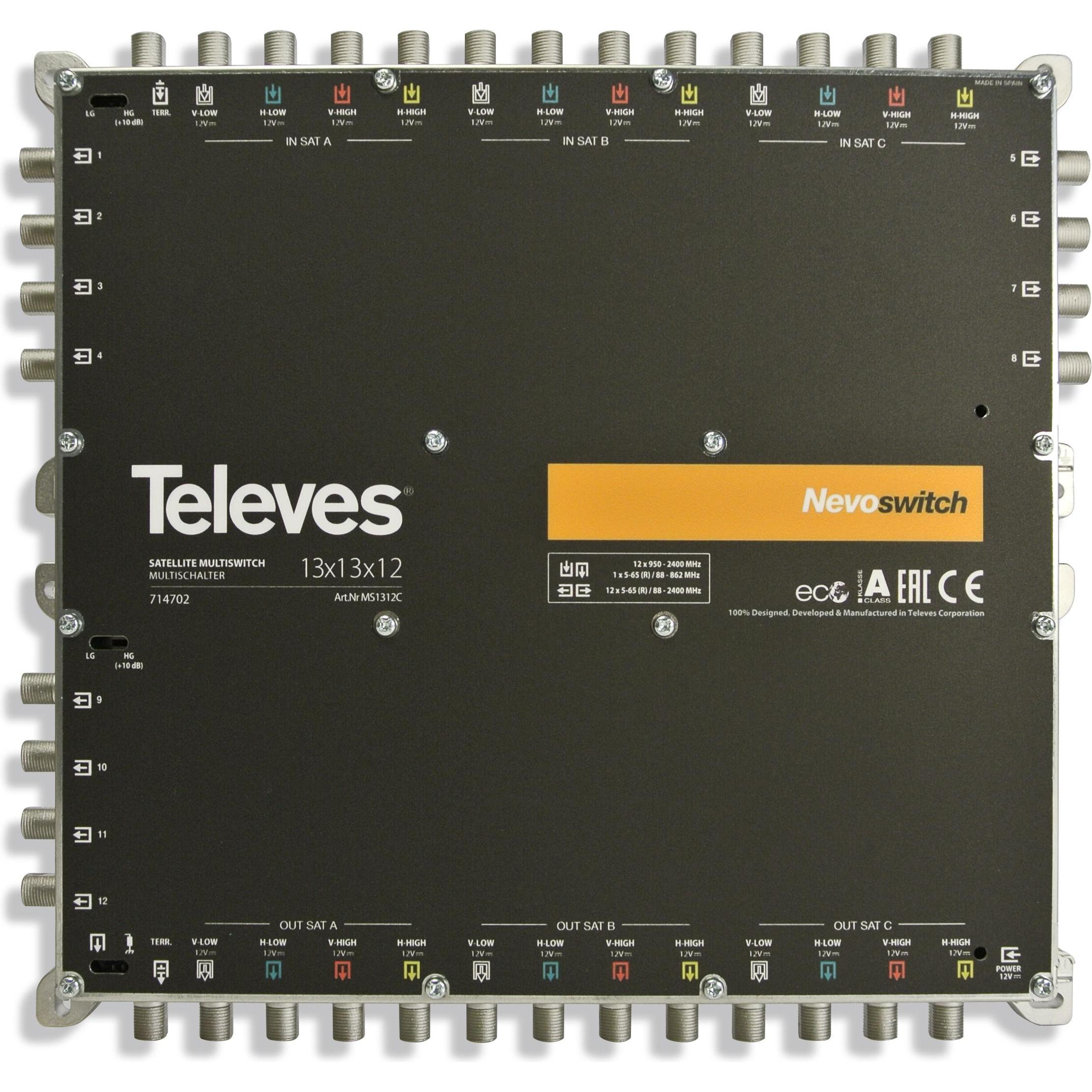 Televes Multischalter 33,00cm (13") 12 Guss NEVO kaskadierb.o.NT MS1312C, TV Zubehör
