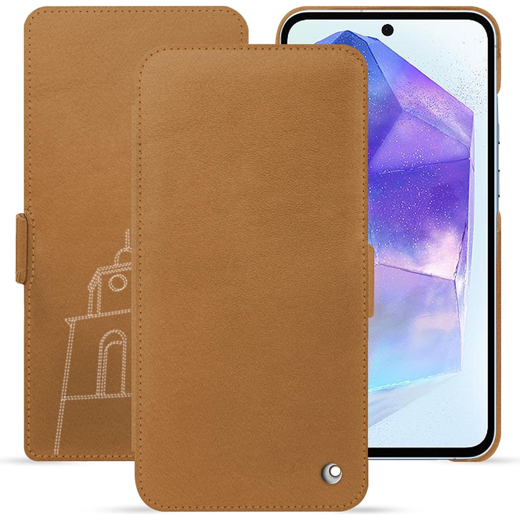 Thumbnail - Noreve Lederschutzhülle horizontal (Samsung Galaxy A55), Smartphone Hülle, Braun