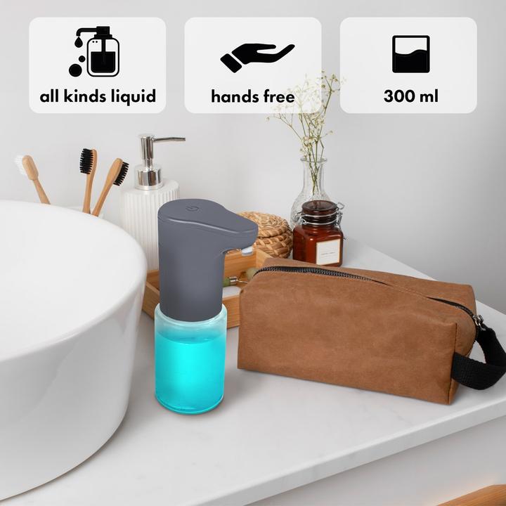 Actual product image Promedix automatic dispenser dispenser container for liquid soaps disinfectant liquids 300ml 4xAA grey PR-54